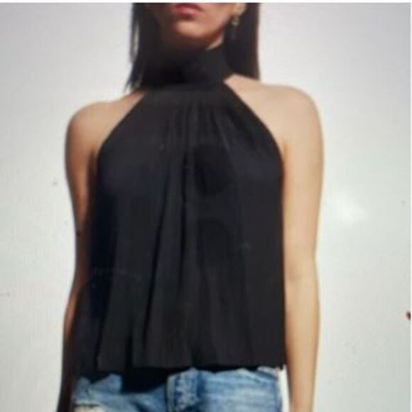 NWT 295 Ramy Brook Women's Arthur Pleated Mock Turtleneck Sleeveless Top M L - Picture 3 of 16